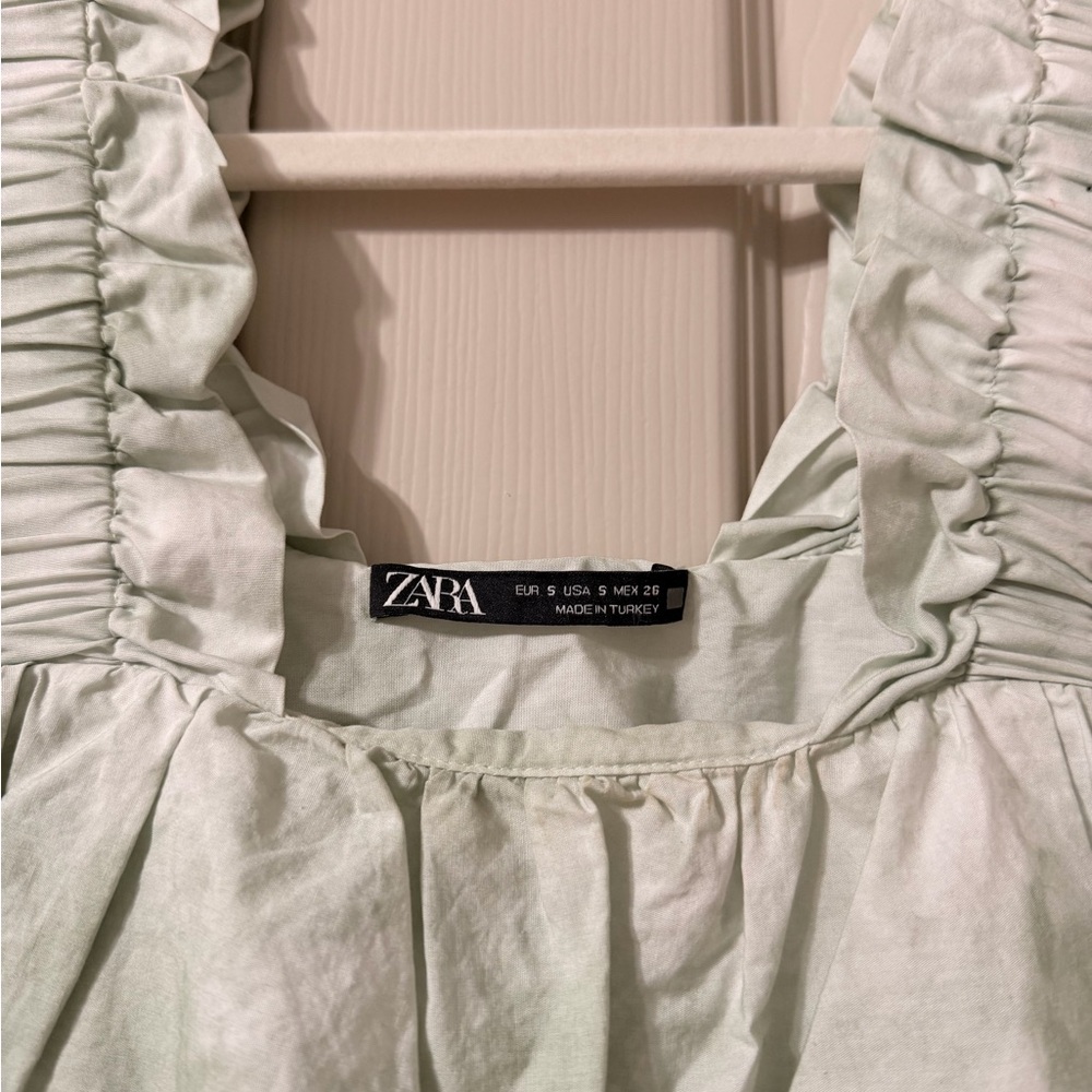 Zara Women's Light Green Ruffle Tank - Picture 2 of 4